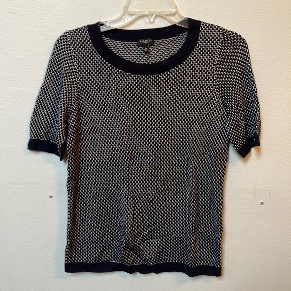 Talbots knit short sleeve sweater navy